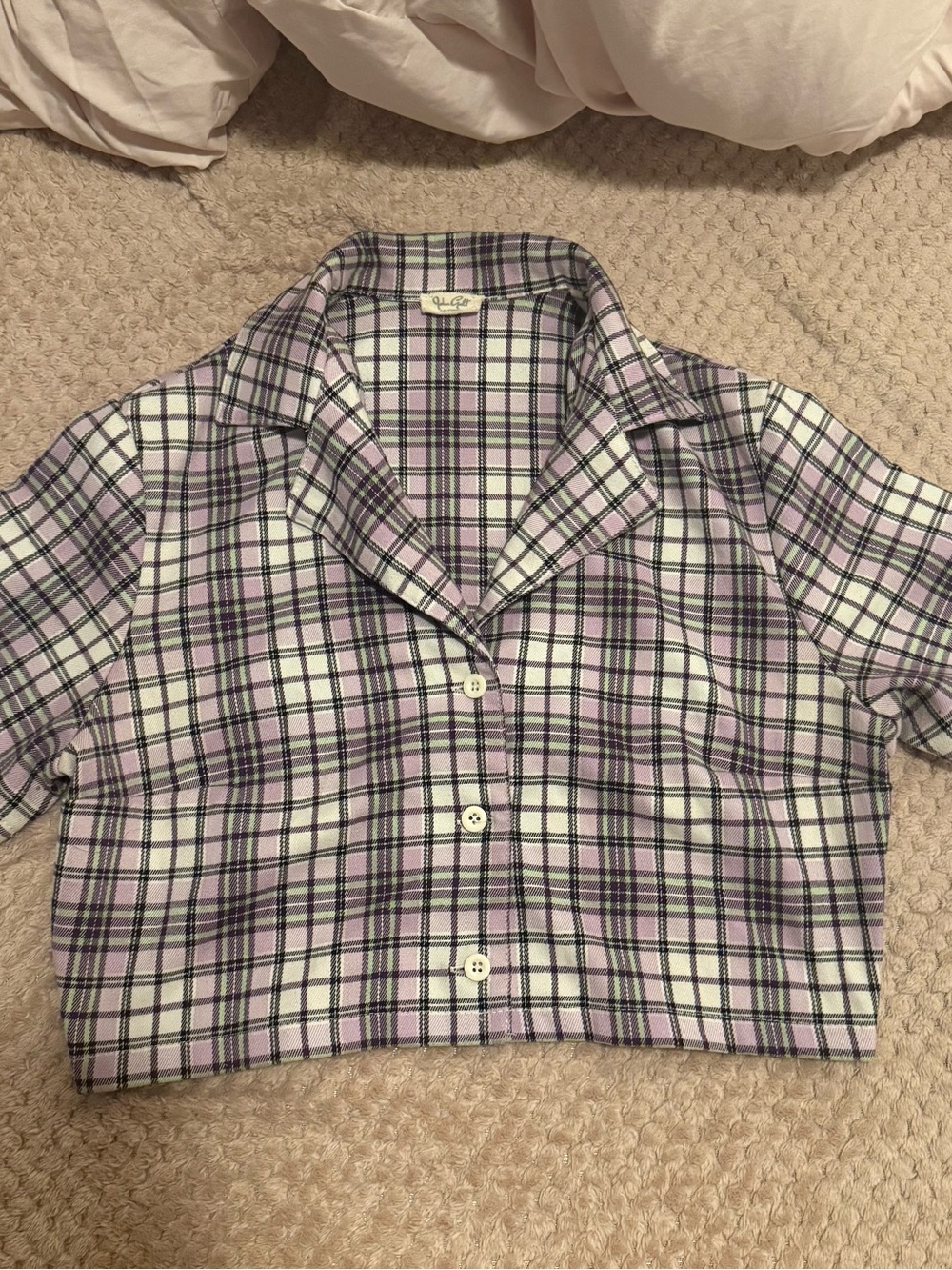 Plaid Lavender & White Crop Shirt from Brandy Melville